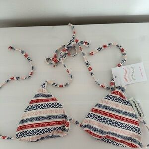 Dippin' Daisy's Red and Blue Patterned Bikini Top and Bottom